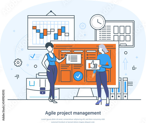 Agile project management, development methodology and scrum process