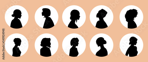 A set of icons of people's faces on avatar profiles: women, young and old of different races and countries. Business illustration. Megaset. Trendy vector style.