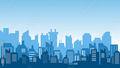 City background with many buildings in the morning