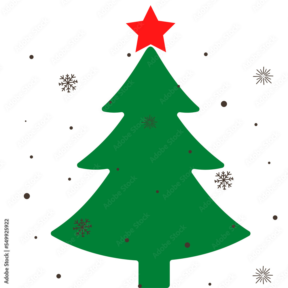 Christmas tree with stars green Christmas tree transparent background for illustration