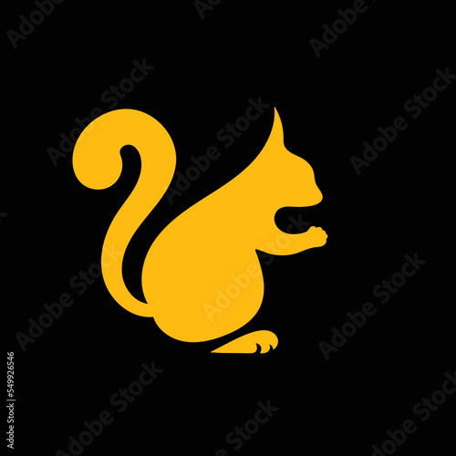 Orange silhouette of an animated squirrel