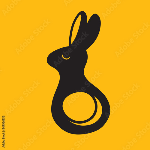 Silhouette of an abstract animated rabbit - shaped ring