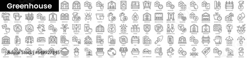 Set of outline greenhouse icons. Minimalist thin linear web icon set. vector illustration.