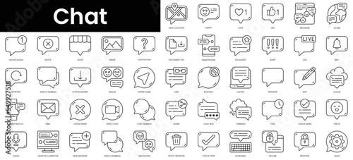 Set of outline chat icons. Minimalist thin linear web icon set. vector illustration.