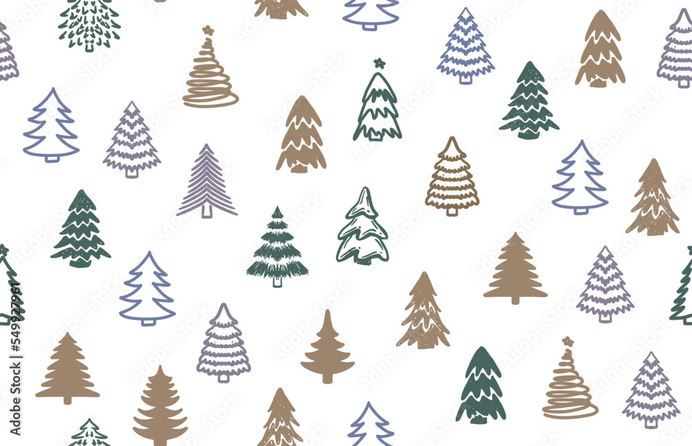 Obraz premium Christmas tree set, Hand drawn illustrations. 
