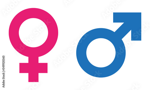 Male and female symbols, signs, icons transparent. Pink and blue male female icon.