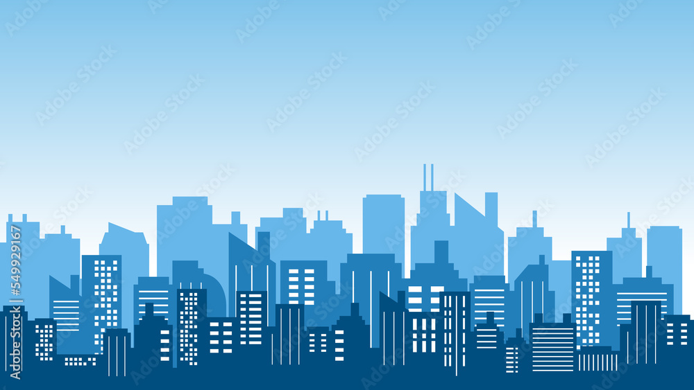 Background of many city buildings in the morning
