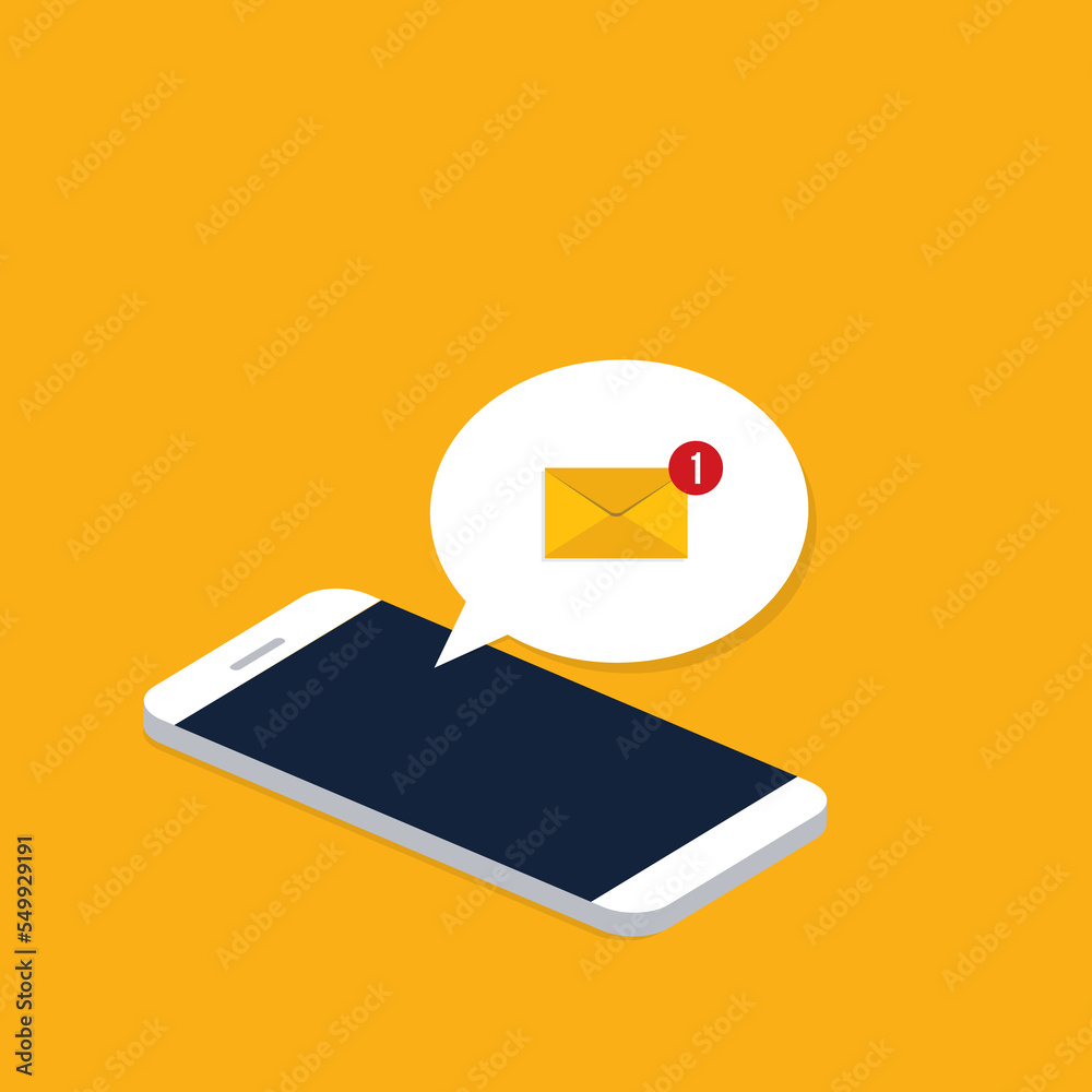 New email notification on the smartphone screen New email notification on the smartphone screen