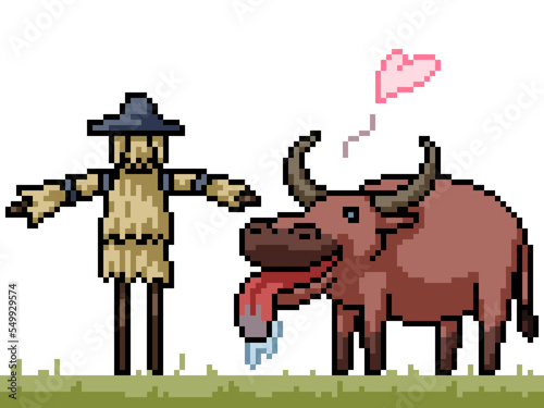 pixel art buffalo love scarecrow