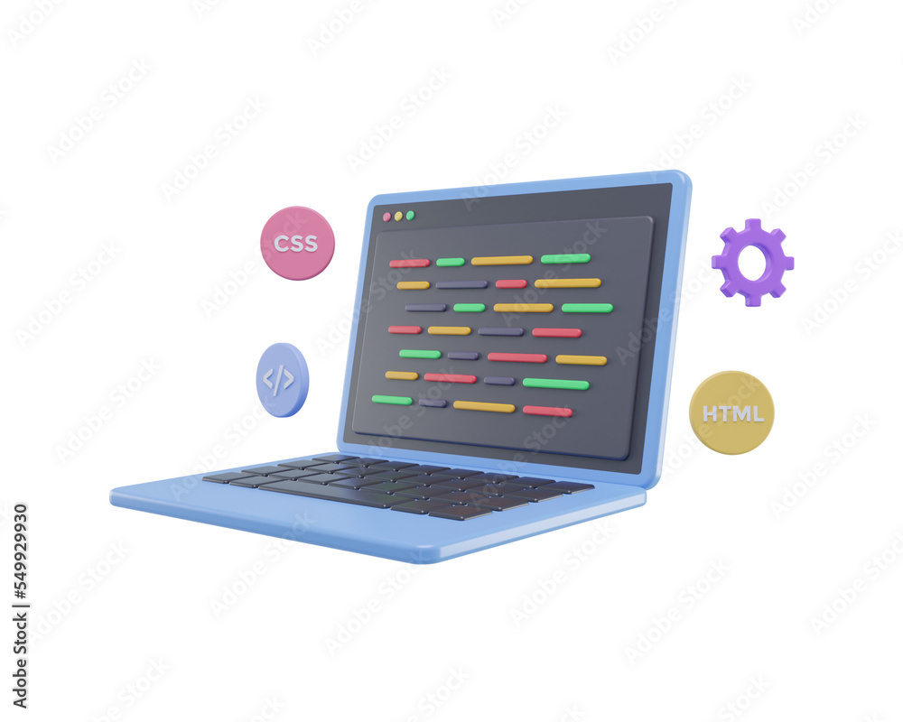 3D Render web development or software development or web design coding and programming with syntax code 3D Render web development or software development or web design coding and programming with syntax code