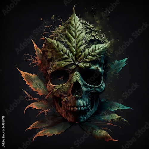 Marijuana Leaf and Skull | Midjourney Creation
