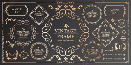 高級感のあるカードデザイン。アンティークな装飾デザイン。エレガントな縁の模様。