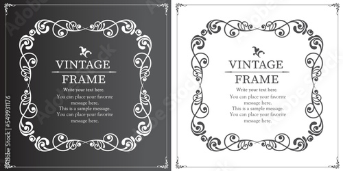 高級感のあるカードデザイン。アンティークな装飾デザイン。エレガントな縁の模様。