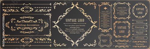 高級感のあるカードデザイン。アンティークな装飾デザイン。エレガントな縁の模様。