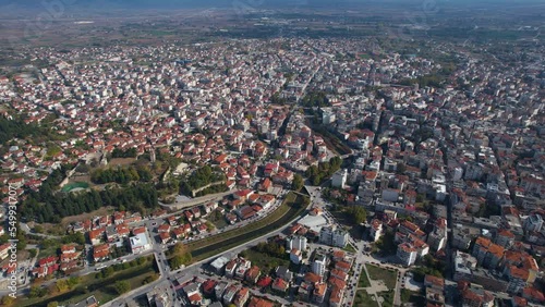 Wallpaper Mural Aerial view of the city Trikala in Greece on a overcast day in autumn Torontodigital.ca