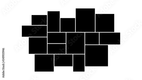 Empty photo collage template of 17 parts. Frames for photo. Collage concept. Vector Illustration.
