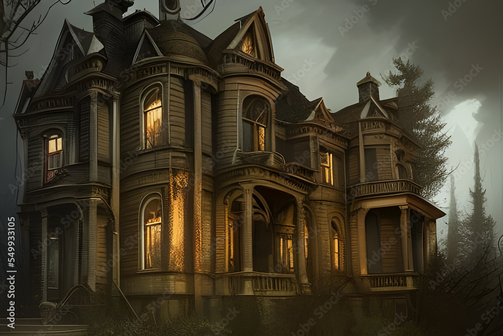 Horror house in a stormy weather. Digital illustration. CG Artwork Background Horror house in a stormy weather. Digital illustration. CG Artwork Background