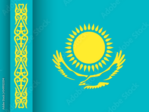 Flag of Kazakhstan. Paper cut vector background. Best for mobile apps, UI and web design. Editable vector illustration.