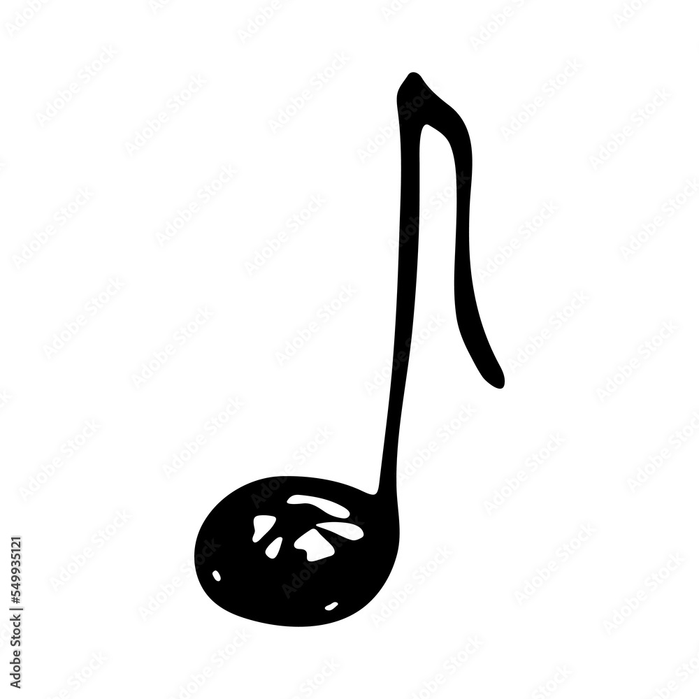 Music note doodle. Hand drawn musical symbol. Single element for print, web, design, decor, logo Music note doodle. Hand drawn musical symbol. Single element for print, web, design, decor, logo