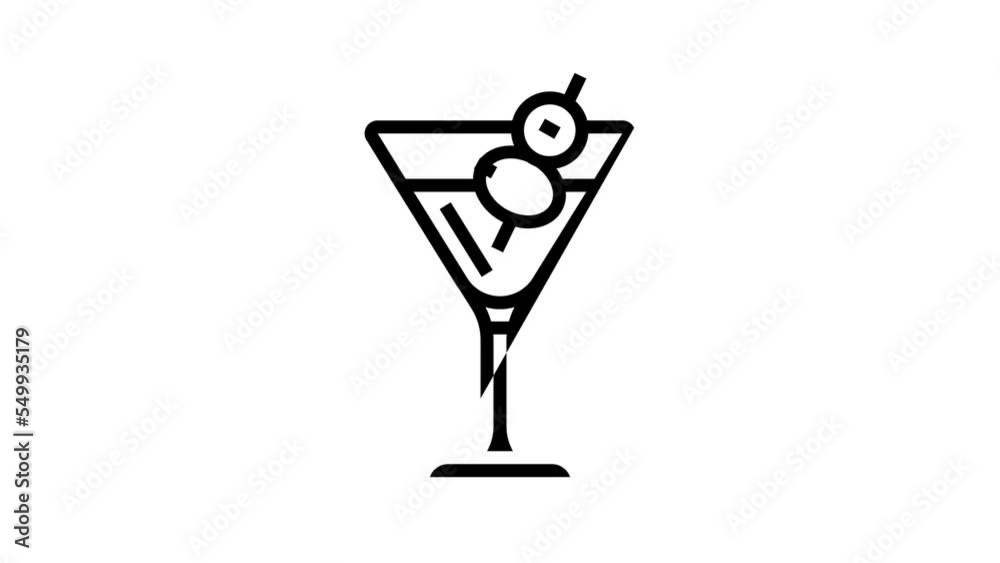 martini beverage drink line icon animation martini beverage drink line icon animation