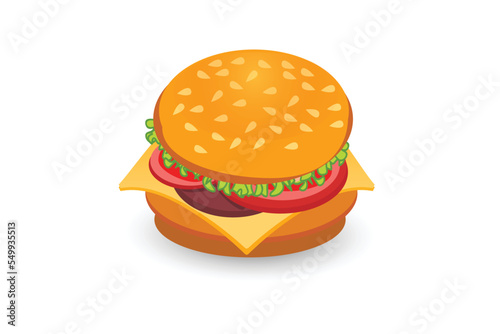 Hamburger Fast food burger vector illustration.