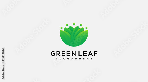 green leaves effect logo design illustration vector