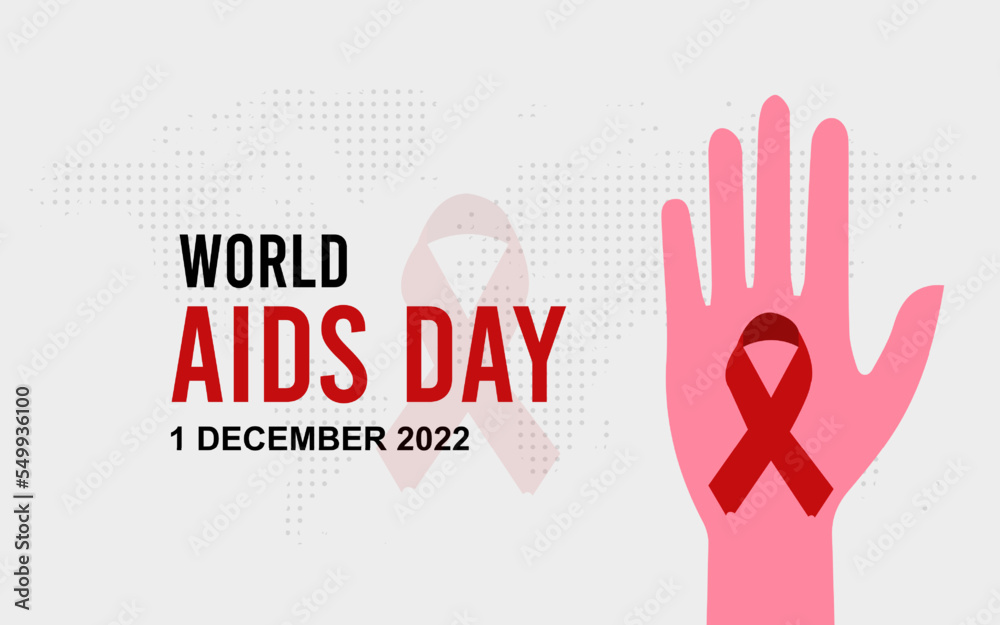 Fototapeta premium Vector illustration of HIV aids awareness background isolated on white. World Aids Day concept. 1 December.
