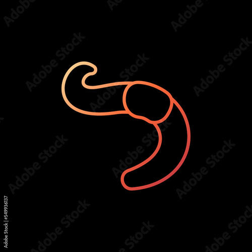 Fat Worm vector concept linear colorful icon on dark background