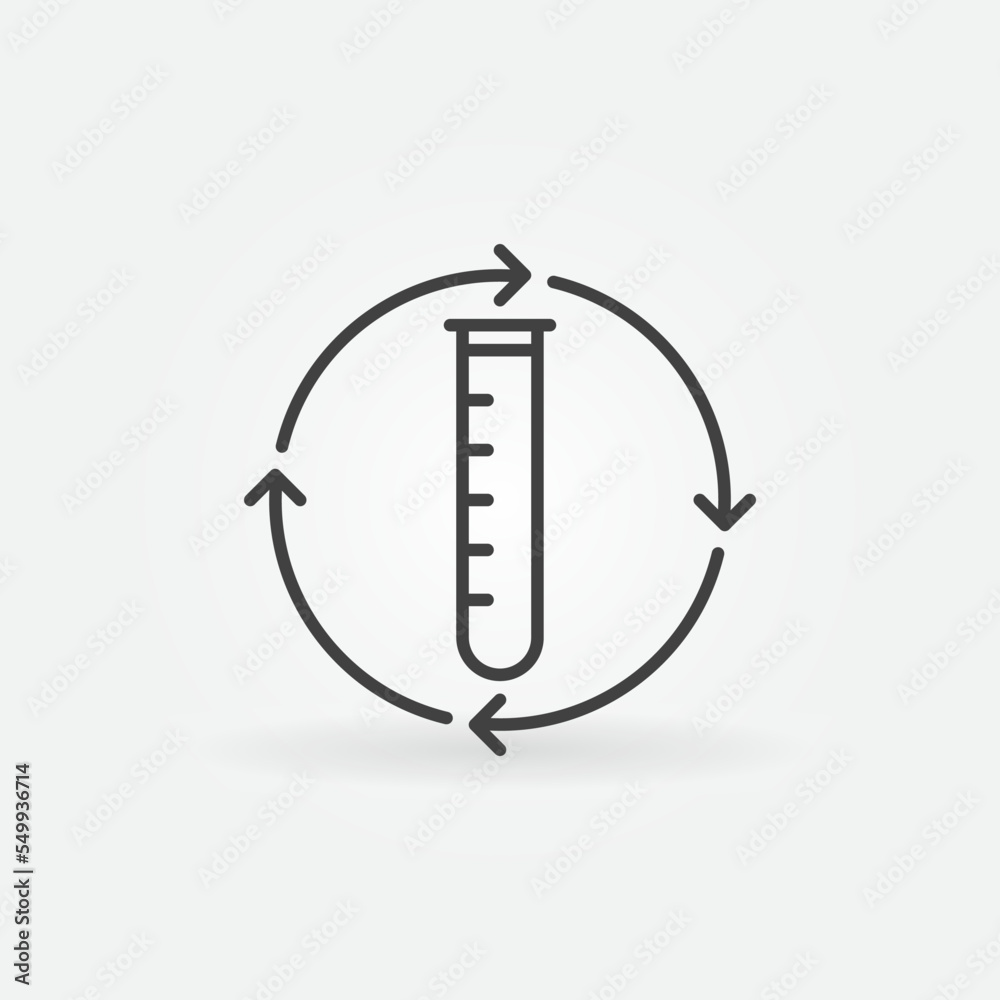 Test Tube with Round Arrows vector concept linear icon