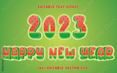 2023 happy new year text effect editable vector eps file theme watermelon red pink sweet girl children