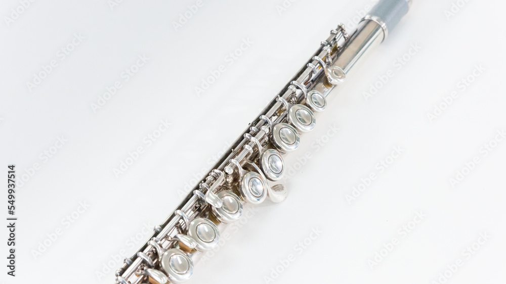 Fototapeta premium Flute : classical musical instrument flute on white background.