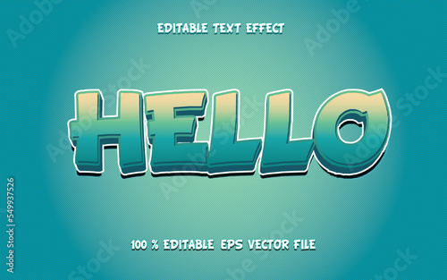 text effect editable vector eps file blue green yellow hello text 3d
