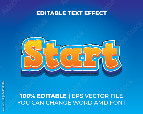 text effect editable vector eps file yellow blue fun start caption text