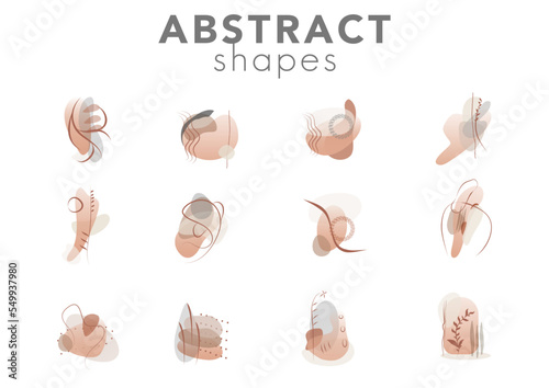 set of artistic abstract shapes