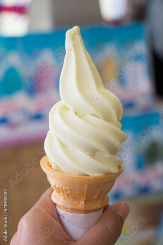 Pear Flavor Soft Cream close up in hand