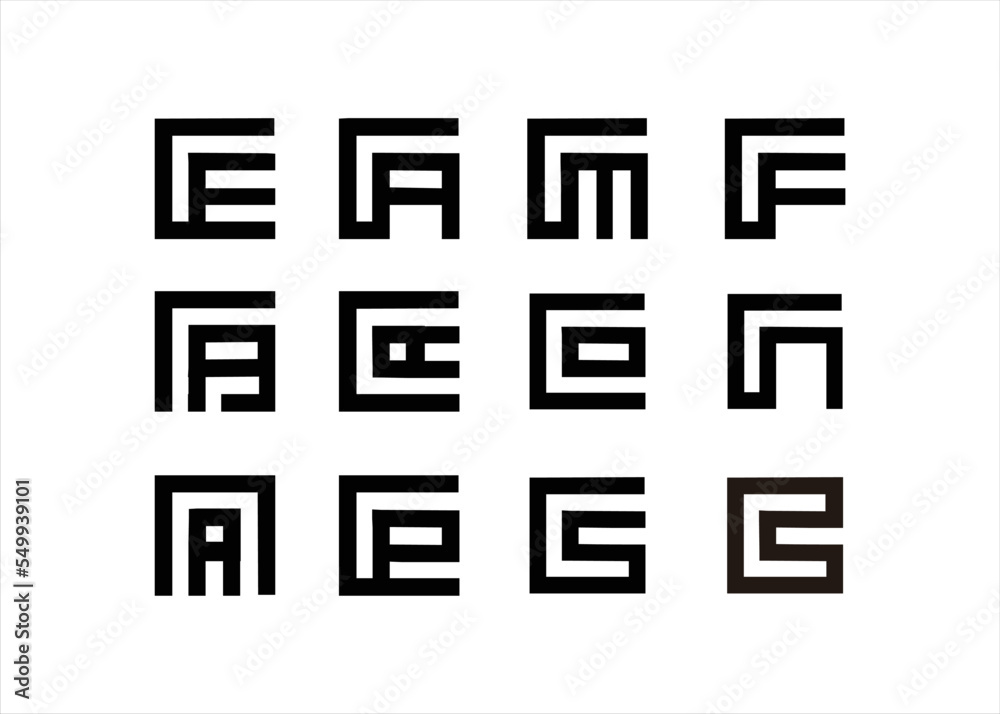 set of square logo geometric shape business name initial - obrazy, fototapety, plakaty 