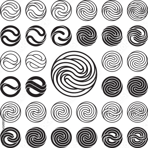 Logo Template. Set of Wavy Circle Logo Templates. Vector Illustration.