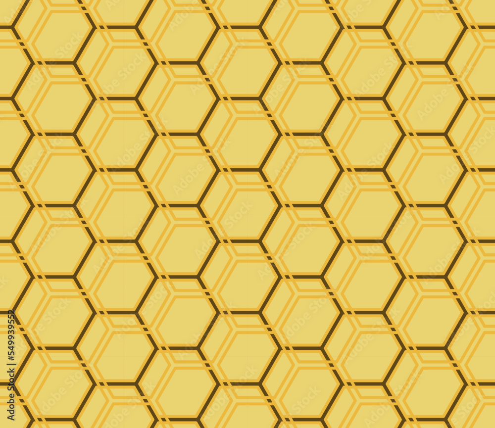 Seamless pattern design with geometric honeycomb in yellow, brown and black tones with a minimalist and simple style Seamless pattern design with geometric honeycomb in yellow, brown and black tones with a minimalist and simple style