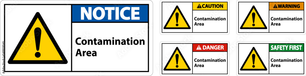 Contamination Area Warning Sign On White Background Contamination Area Warning Sign On White Background