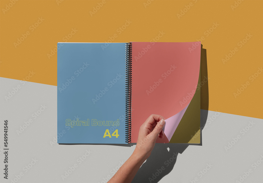 A4 Spiral Bound Notebook or Magazine Mockup With Customizable ...