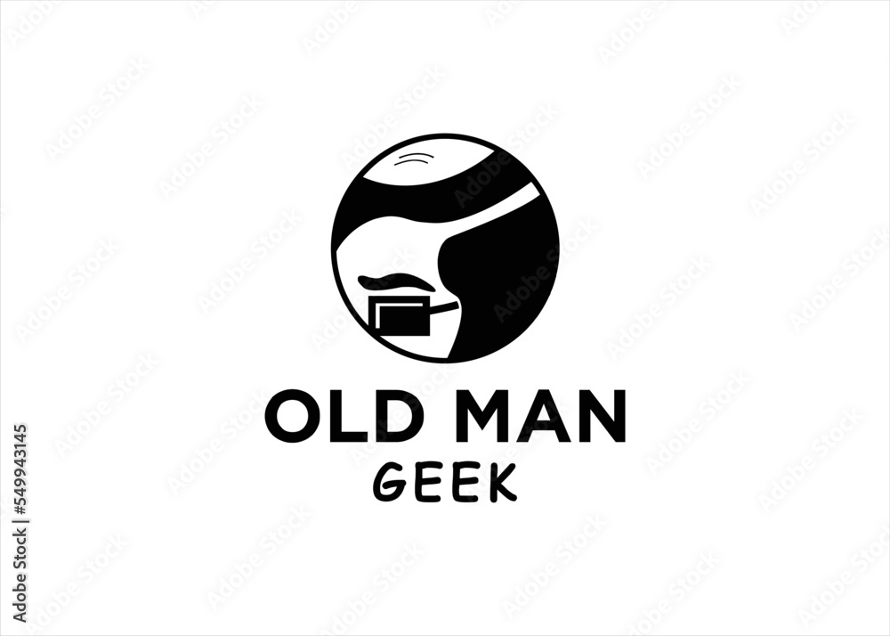 old man geek people man logo design old man geek people man logo design