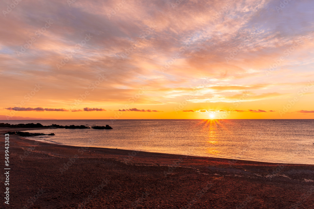 morning or evening landscape with nice beach during sunrise or sunset in sea with amazing isle with rocks and beautiful clouds on background morning or evening landscape with nice beach during sunrise or sunset in sea with amazing isle with rocks and beautiful clouds on background