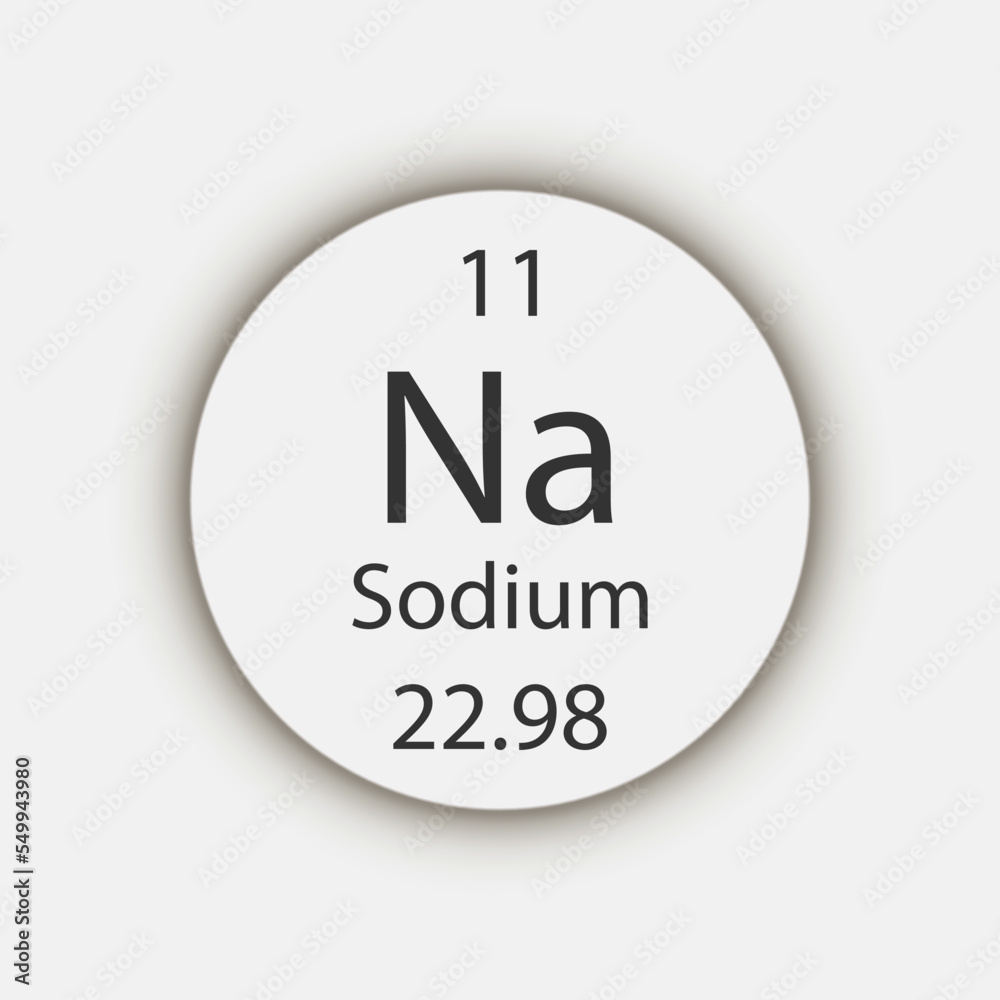 Sodium symbol. Chemical element of the periodic table. Vector illustration. Sodium symbol. Chemical element of the periodic table. Vector illustration.