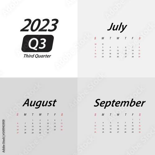 Q3 Third Quarter of 2023 Calendar

