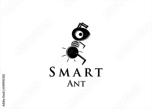 ant logo design with light bulb lamp concept