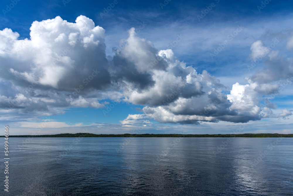 Fototapeta premium Panoramic view of the White Sea near the Solovetsky Islands, Russia