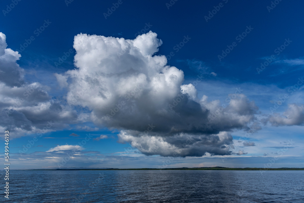 Panoramic view of the White Sea near the Solovetsky Islands, Russia