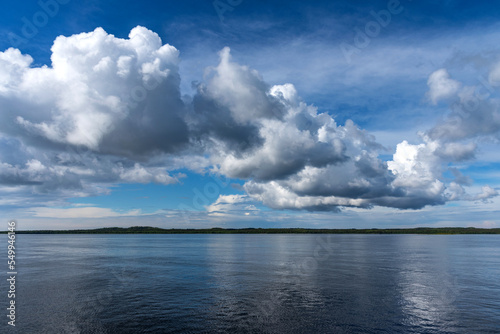 Panoramic view of the White Sea near the Solovetsky Islands  Russia