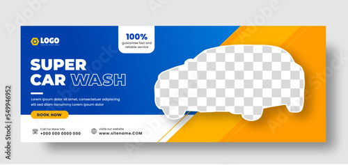 Car Washing social media cover banner design template. Car Wash social media Cover photo Template. car washing service web banner design template. car wash banner.