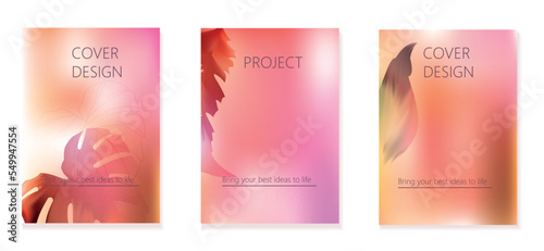 Set of 3  cover templates with bright gradient backgrounds in modern style. For brochures  booklets  branding  social media and other projects. Just add your title and description.